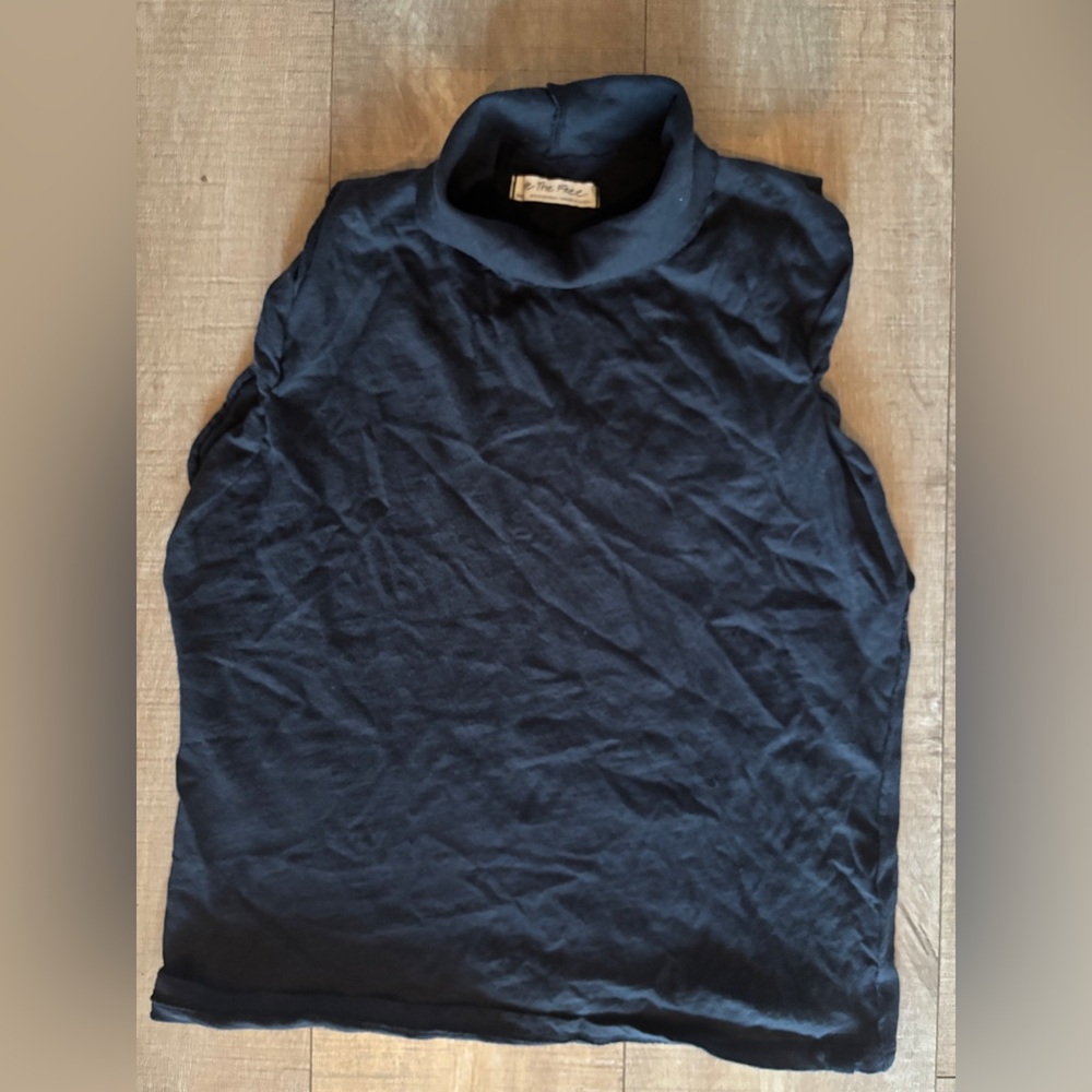 We the Free Black Mock Neck Sleeveless Top